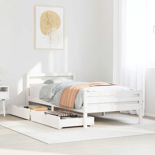 vidaXL Letto senza Materasso Bianco 90x200 cm Legno Massello di Pino
