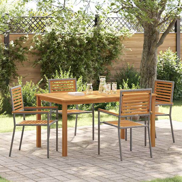 vidaXL Set da Pranzo per Giardino 5 pcs Grigio Poly Rattan