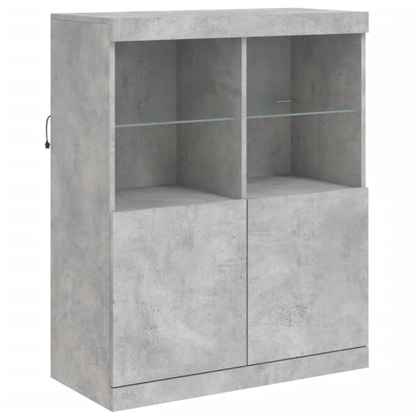 vidaXL Credenza con Luci LED Grigio Cemento 81x37x100 cm