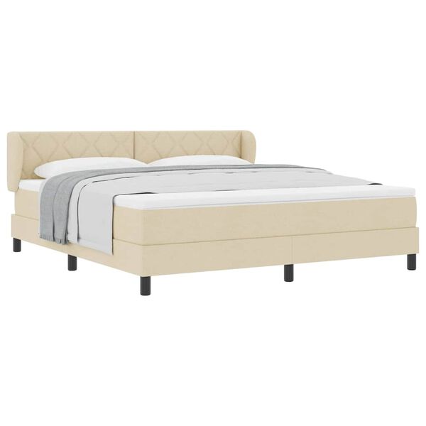 vidaXL Letto box spring con materasso Crema 180 x 200 cm Tessuto