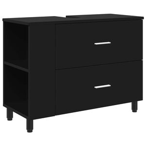 vidaXL Mobiletto da bagno Nero 80 x 35 x 60 cm Legno ingegnerizzato