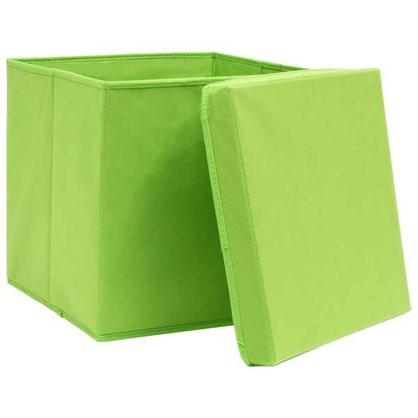 vidaXL Contenitori con Coperchi 4 pz 28x28x28 cm Verde