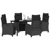 vidaXL Set da Pranzo per Giardino con cuscino 5 pcs Nero polyrattan