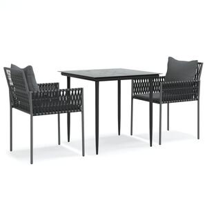 vidaXL Set Pranzo da Giardino 3pz con Cuscini in Polyrattan e Acciaio