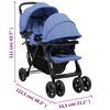 vidaXL Passeggino Gemellare a Tandem Blu Marino in Acciaio
