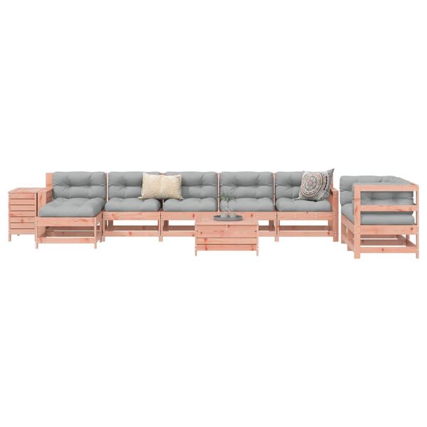 vidaXL Set Divani da Giardino 10 pz in Legno Massello Abete Douglas