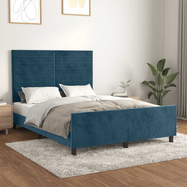 vidaXL Giroletto senza Materasso Blu Scuro 140x200 cm Velluto