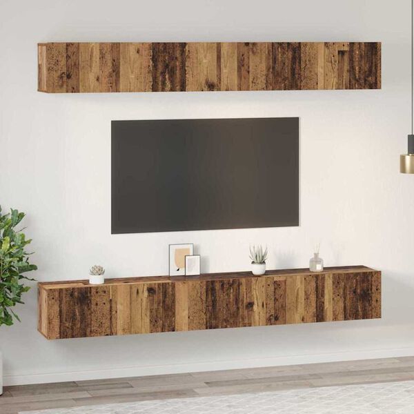 vidaXL Set mobile TV 6 pcs Legno vecchio Legno multistrato