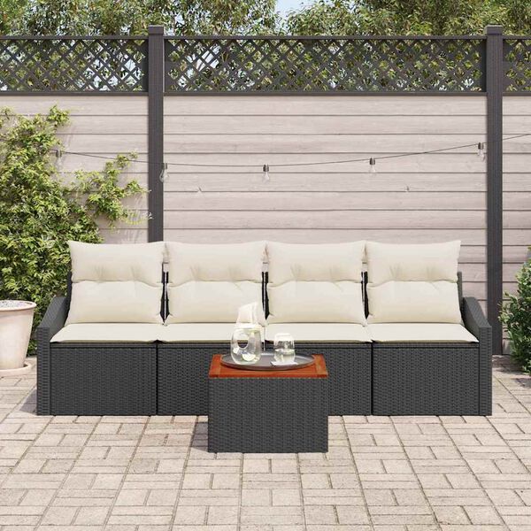 vidaXL Set Divano da Giardino 5 pcs Nero e bianco