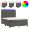 vidaXL Letto a Molle con Materasso e LED Grigio Scuro 140x200 cm