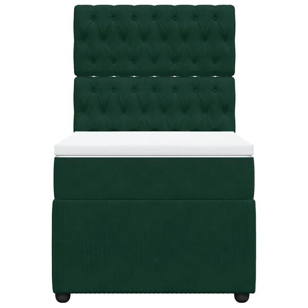 vidaXL Giroletto a Molle con Materasso Verde Scuro 100x200 cm Velluto