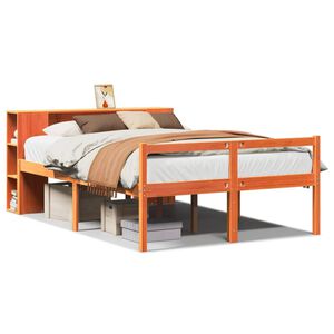 vidaXL Letto Libreria senza Materasso Marrone Cera 160x200 cm Legno