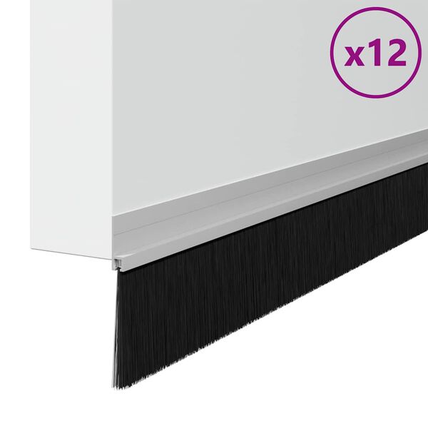 vidaXL Spazzole per porte autoadesive 12 pcs Argento 100 cm