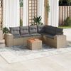 vidaXL Set Divani da Giardino 7 pz con Cuscini Beige in Polyrattan