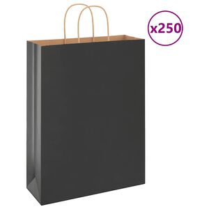 vidaXL Sacchetti di Carta 250 pz con Manici Neri 32x12x42 cm