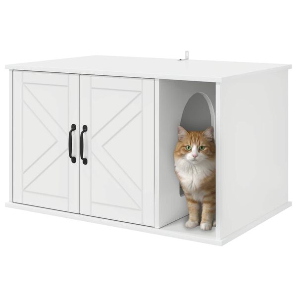vidaXL Casa per Gatti Bianco Lucido 85 x 55 x 50 cm Legno multistrato