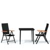 vidaXL Set Mobili da Pranzo per Giardino 3 pz Nero