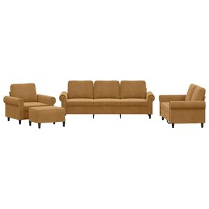 vidaXL Set di Divani 4 pz con Cuscini Marrone in Velluto