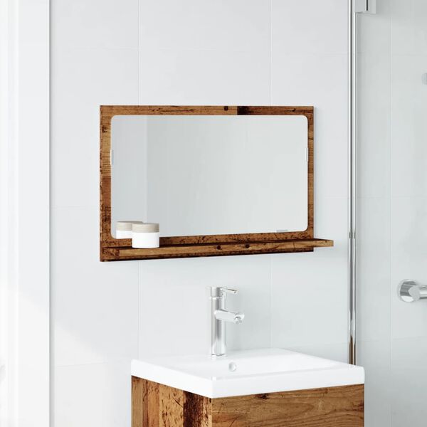 vidaXL Mobile da Bagno con Specchio Legno Antico 60x11x37cm Truciolato