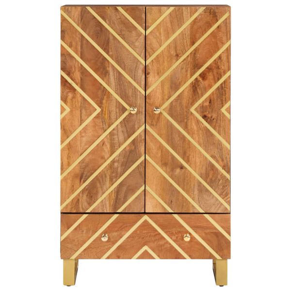 vidaXL Credenza Marrone e Nera 60x33,5x100 cm Legno Massello di Mango