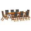 vidaXL Set Pranzo da Giardino 9pz Legno Massello di Acacia e Textilene