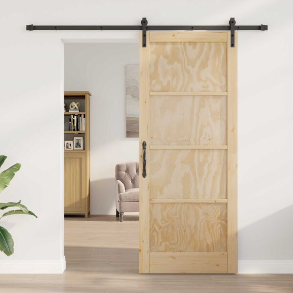 vidaXL Porta scorrevole Marrone 86 x 211 cm Pino massello