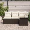 vidaXL Set Divano da Giardino con cuscino 4 pcs Marrone polyrattan