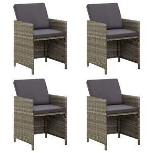 vidaXL Sedie da Giardino 4 pz con Cuscini in Polyrattan Grigio