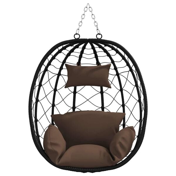 vidaXL Sedia uovo sospesa Caff&egrave; 91,5 x 60 x 110 cm polyrattan