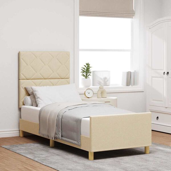 vidaXL Struttura del letto con testiera Crema 80 x 200 cm Tessuto