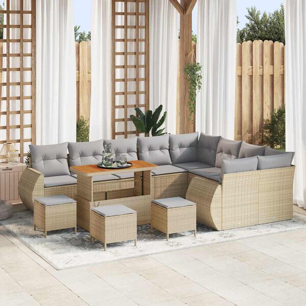 vidaXL Set Divano da Giardino 13 pcs Beige polyrattan