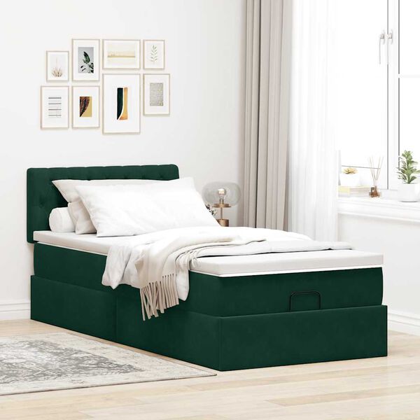 vidaXL Struttura Letto Pouf con Materasso 90x200 cm in Velluto