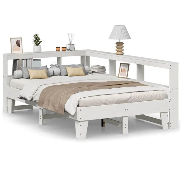 vidaXL Letto Libreria senza Materasso Bianco 140x190 cm Legno di Pino