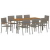 vidaXL Set da Pranzo per Giardino 9 pz Grigio polyrattan