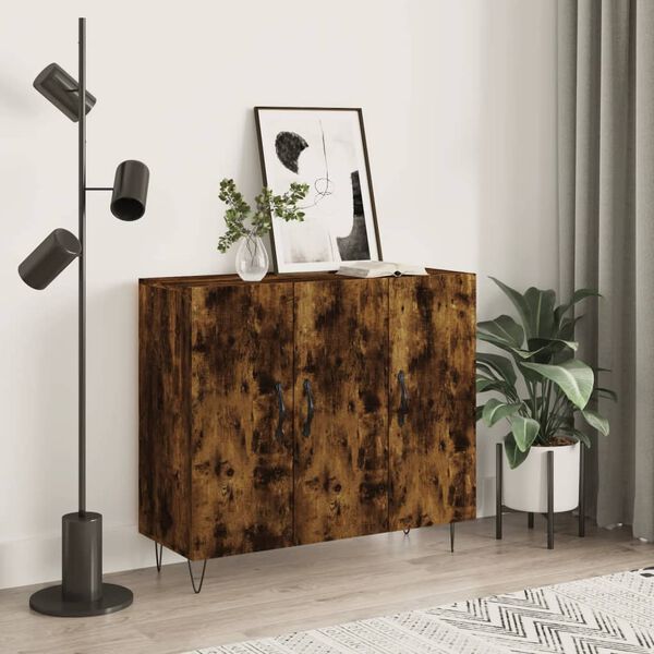 vidaXL Credenza Rovere Fumo 90x34x80 cm in Legno Multistrato