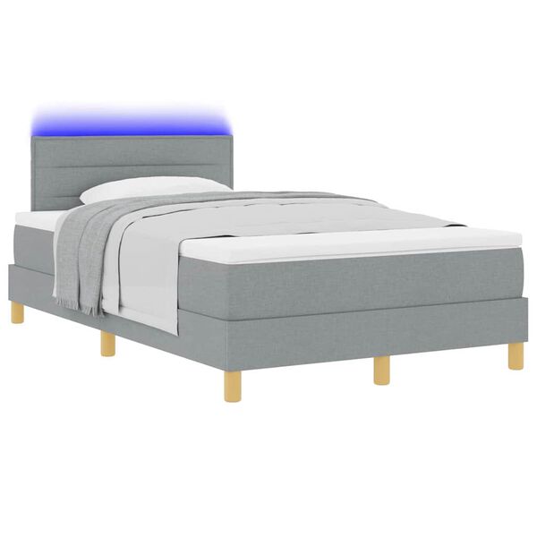 vidaXL Letto a Sorgente LED con led Grigio chiaro 120 x 190 cm Tessuto