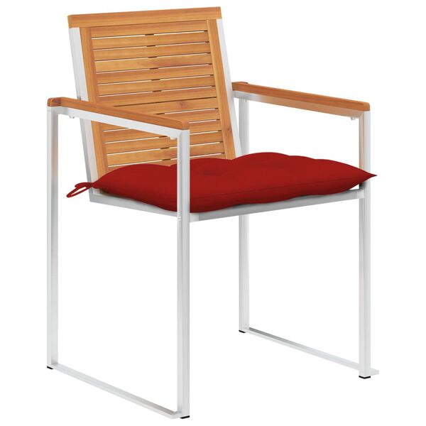 vidaXL Sedie da Giardino con Cuscini 4 pz in Legno Massello di Acacia