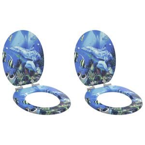 vidaXL Sedile per toilette con chiusura morbida 2 pz Blu 44 x 38 cm