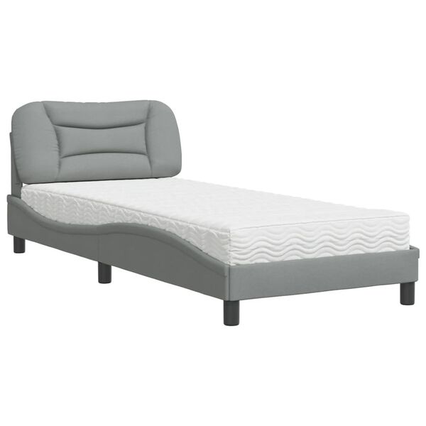 vidaXL Letto con Materasso Hvar Grigio Chiaro 90x190 cm in Tessuto