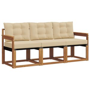 vidaXL Set di divani da esterno 3 pz Naturale e Beige