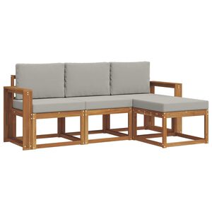 vidaXL Set di divani da esterno 4 pz 3-Posti Naturale e Grigio Chiaro