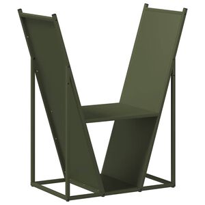 vidaXL Rastrelliera per Legna da Ardere Verde Oliva 69,5x35x81 cm