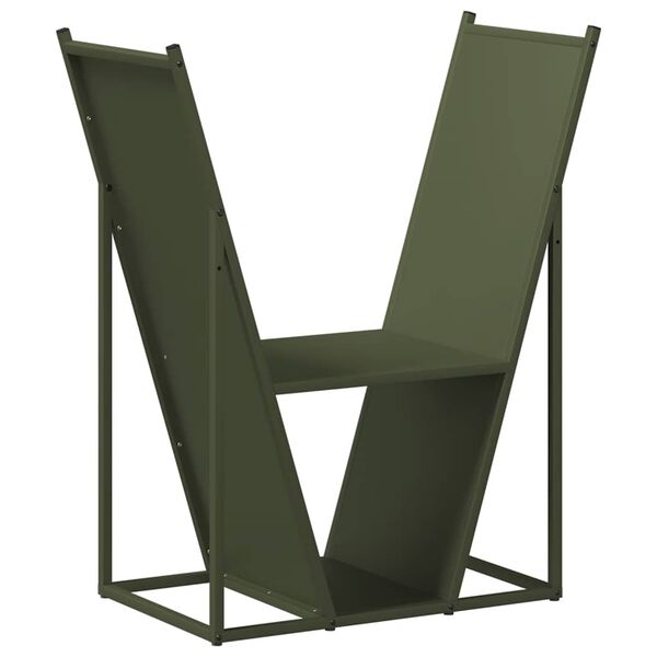 vidaXL Rastrelliera per Legna da Ardere Verde Oliva 69,5x35x81 cm