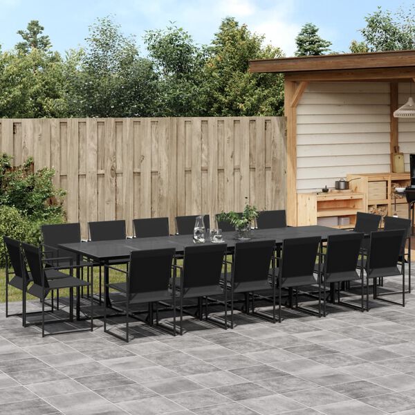 vidaXL Set da Pranzo da Giardino 17 pz Nero in Textilene