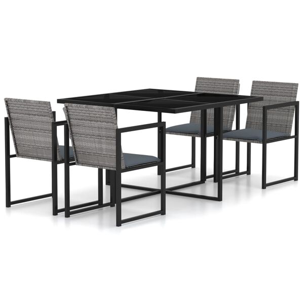 vidaXL Set da Pranzo da Giardino 5 pz con Cuscini in Polyrattan Grigio