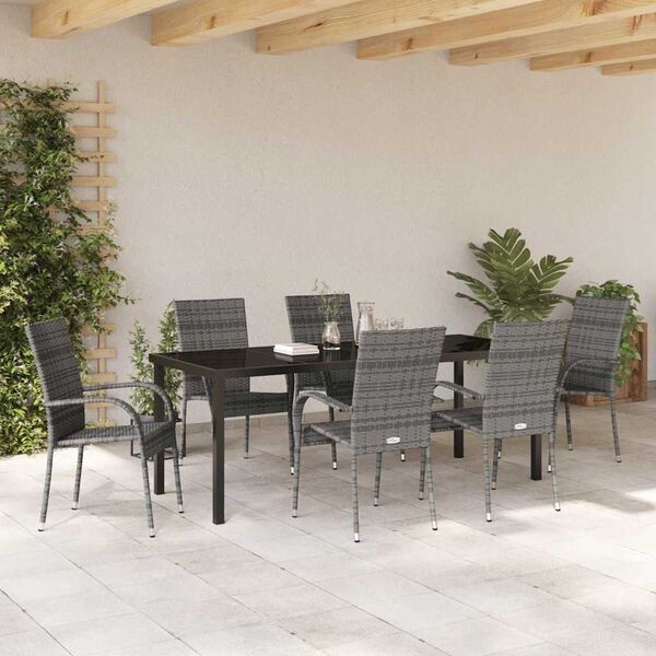 vidaXL Set da Pranzo per Giardino 7 pcs Grigio