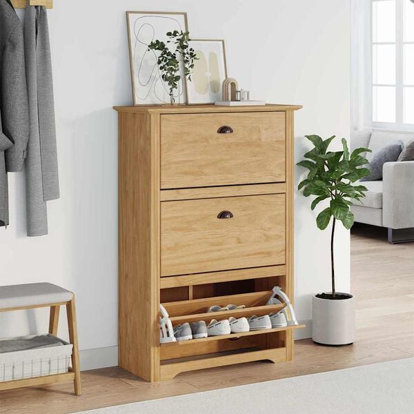 vidaXL Scarpiera BODO Marrone miele 80 x 35 x 118 cm Legno multistrato