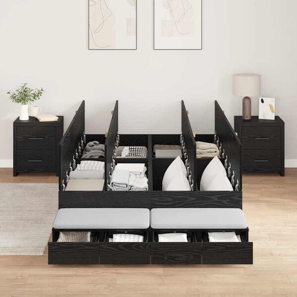 vidaXL Struttura letto con contenitore con cassetto Rovere Nero 120 cm