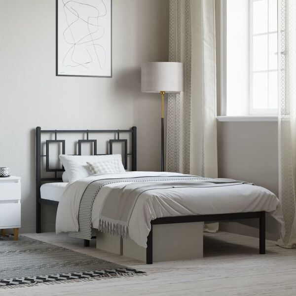 vidaXL Giroletto con Testiera in Metallo Nero 90x190 cm