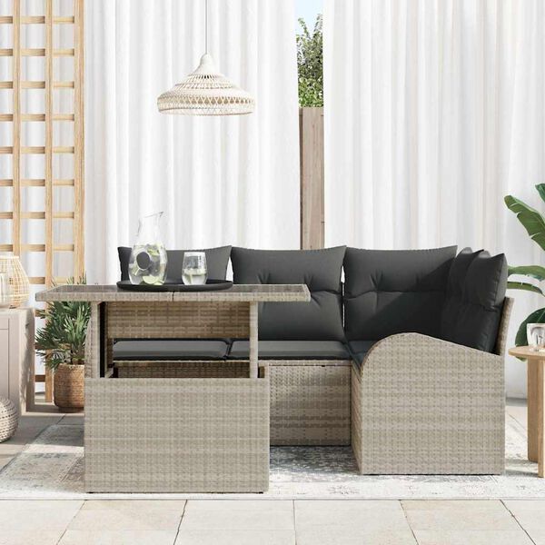 vidaXL Set Divano da Giardino 5 pcs Grigio chiaro Poly Rattan